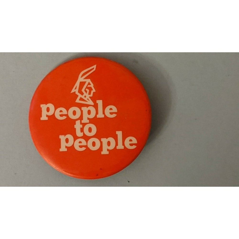 Vintage People to People Red w/ Indian Pinback Button Pin Rare!